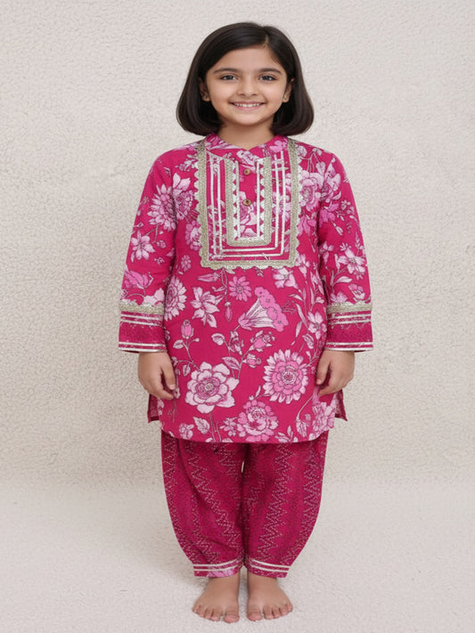 Rani Pink Coloured Afghani Style Suit Set