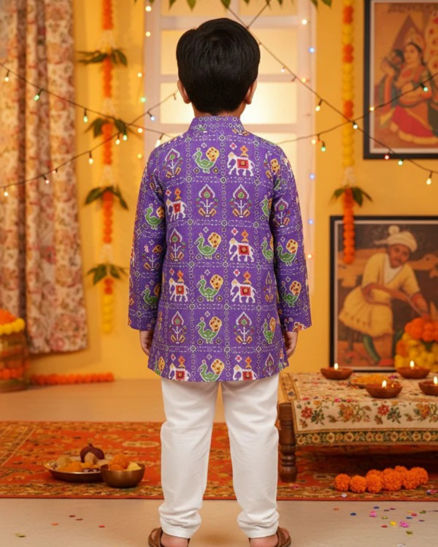 Lavender Patola printed Kurta -Pyjama