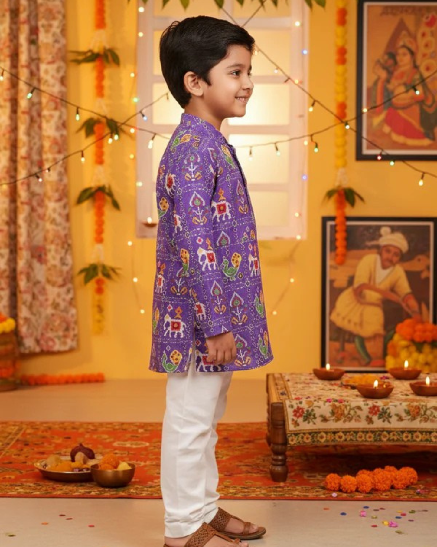 Lavender Patola printed Kurta -Pyjama