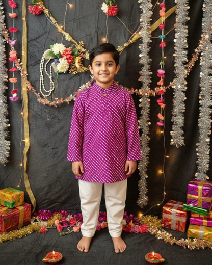 Purple Tie-dye Kurta -Pyjama