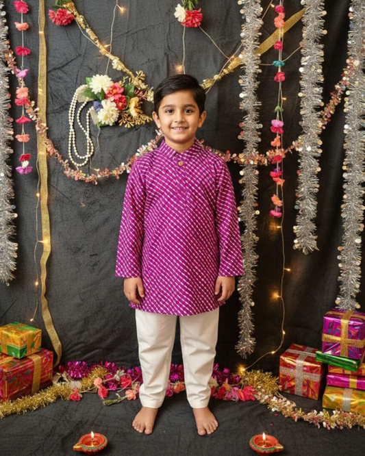 Purple Tie-dye Kurta -Pyjama