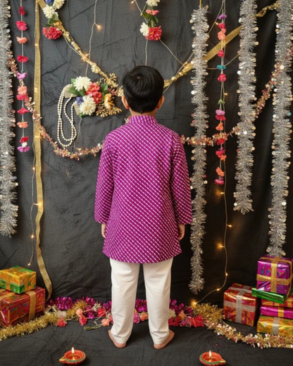 Purple Tie-dye Kurta -Pyjama