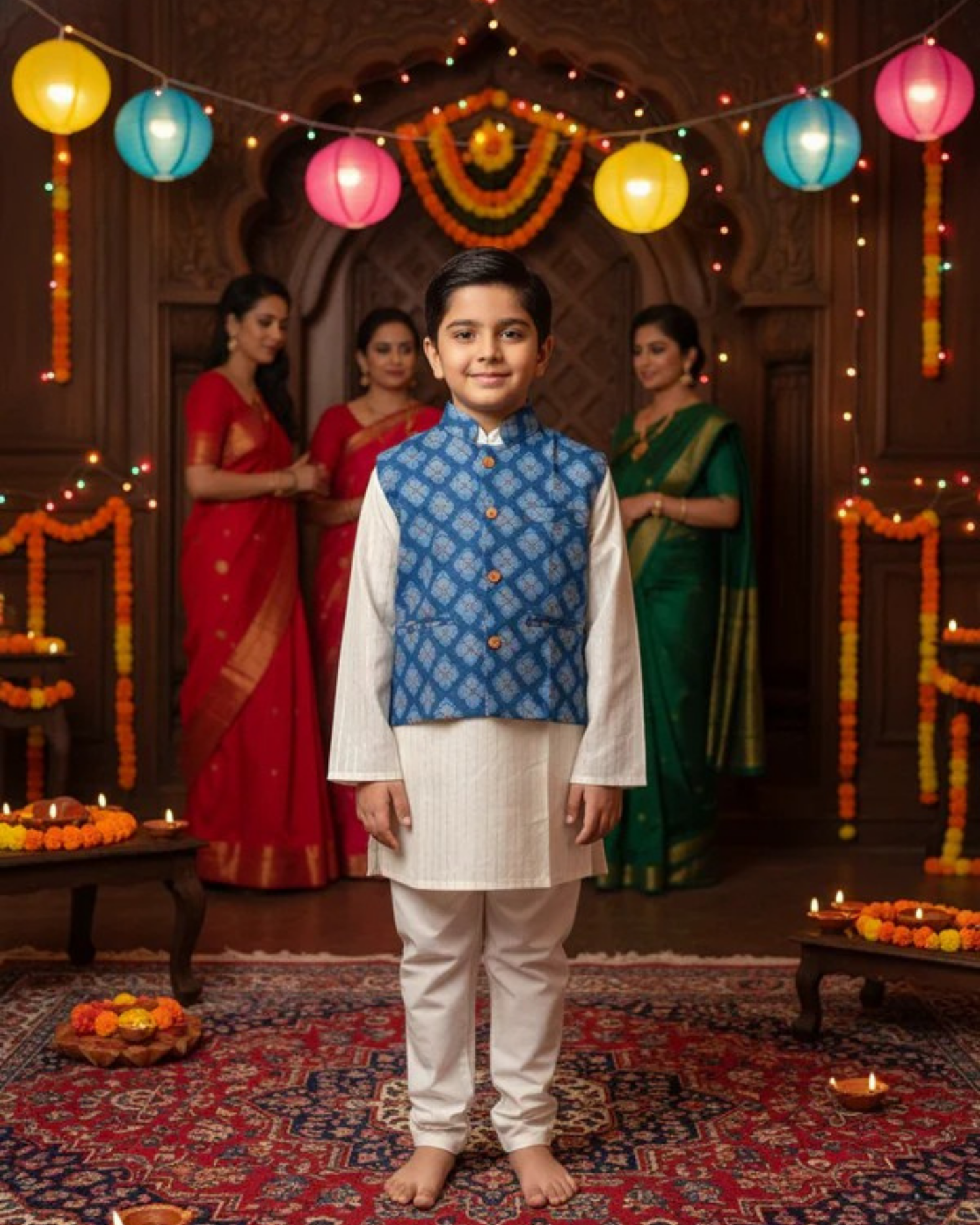Wine Jaal Buta Jacket with Kurta Pyjama