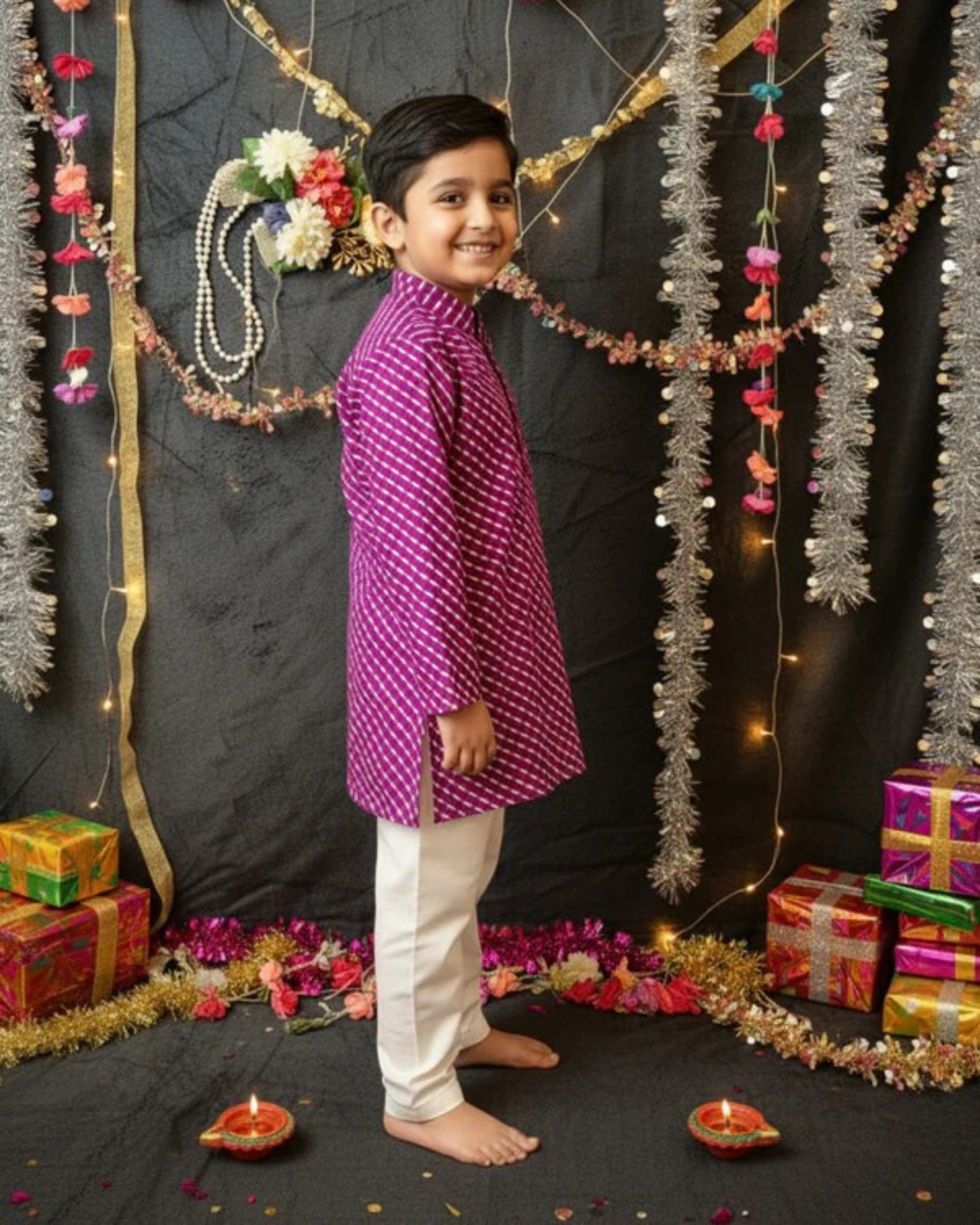 Purple Tie-dye Kurta -Pyjama