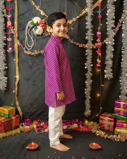 Purple Tie-dye Kurta -Pyjama