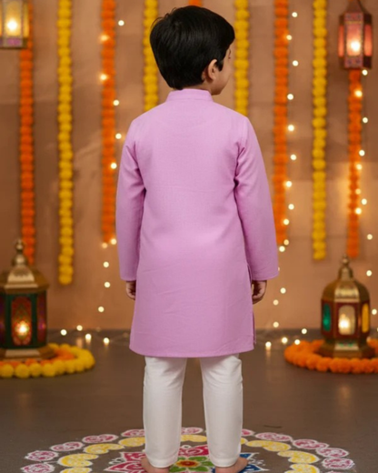 Lavender Lotus embroided Kurta -Pyjama