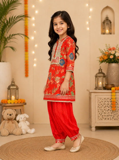Red Coloured Afghani Style Suit Set