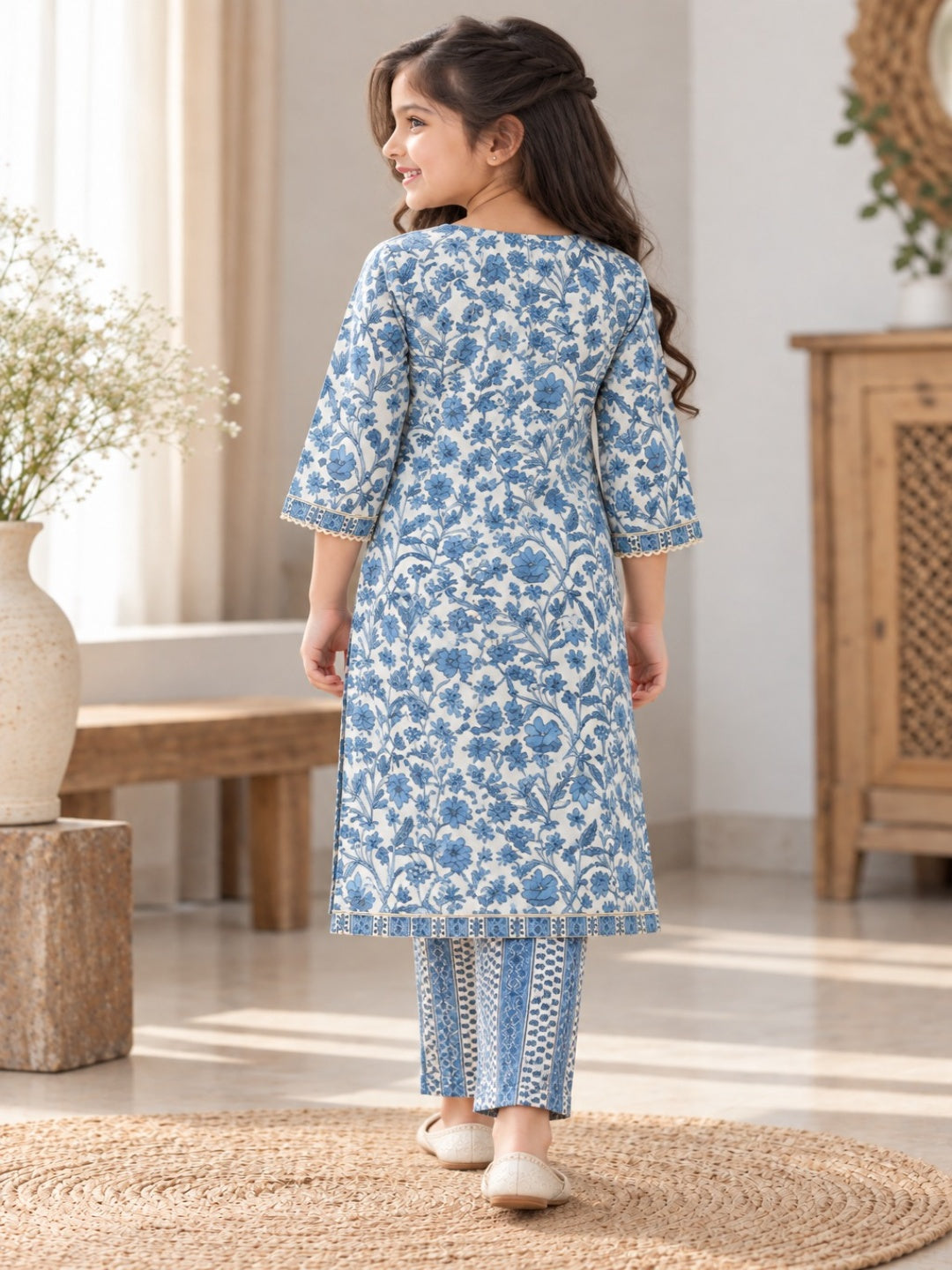Royal Blue Floral Printed Nyra Cut suit with Sant