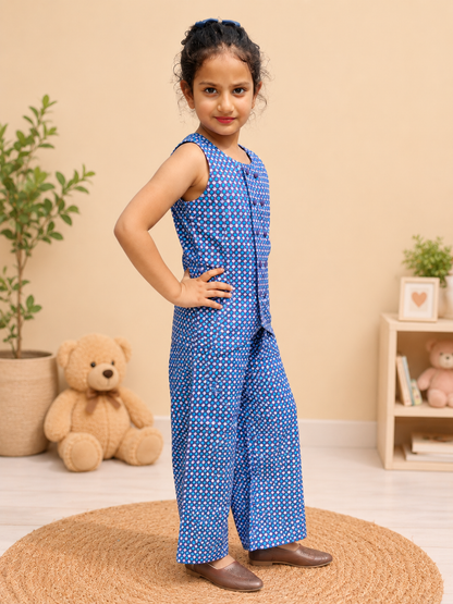 Trending checkered printed waist cost style Co-Ord Set for girls