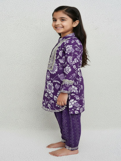 Purple Coloured Afghani Style Suit Set