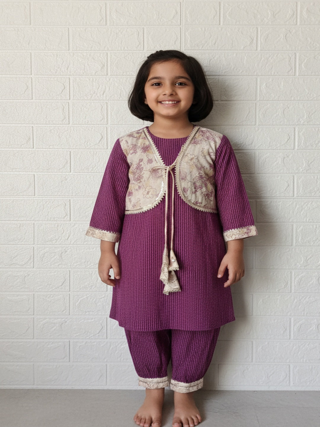 Purple Coloured Afghani Style Suit Set