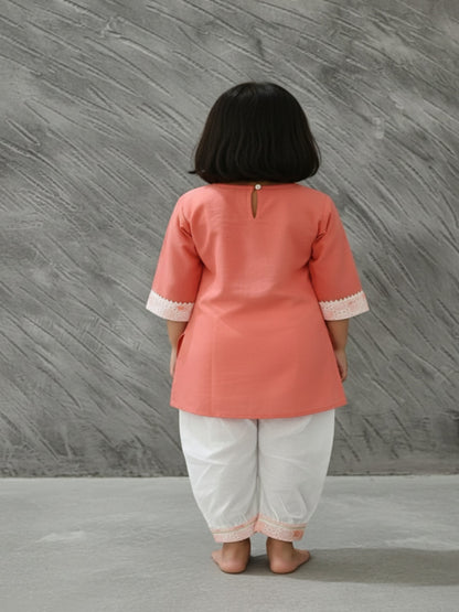Tie and Die Peach Coloured Afghani Style Suit Set