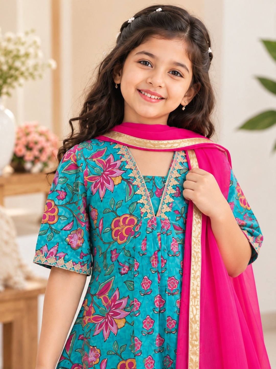 Sea Green Screen Printed Afghani Style Suit Set