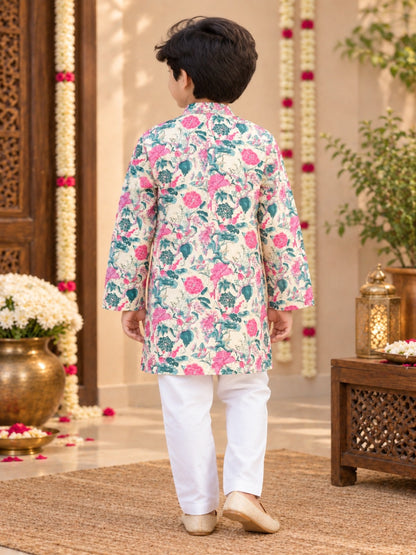 Pink Floral Printed Boy's Kurt