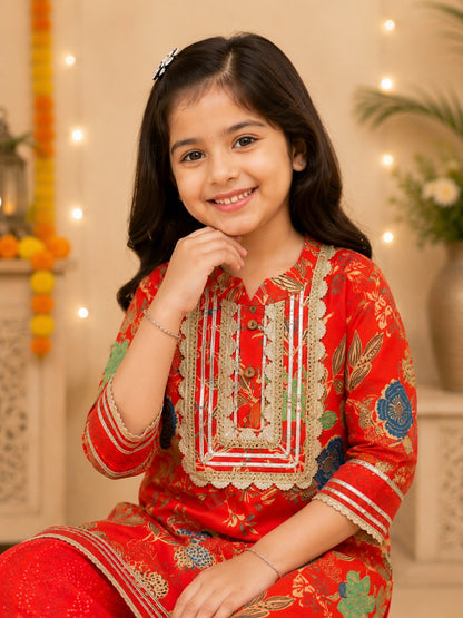 Red Coloured Afghani Style Suit Set