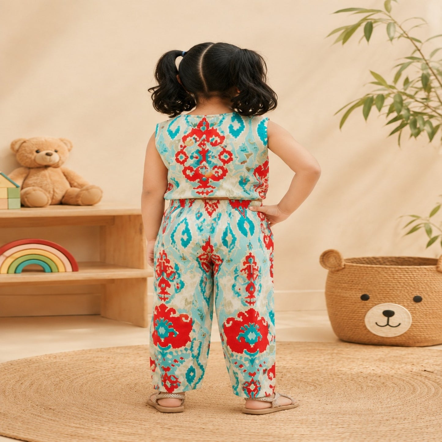 Digital Print Blue & Red Colour Girls Co-Ords