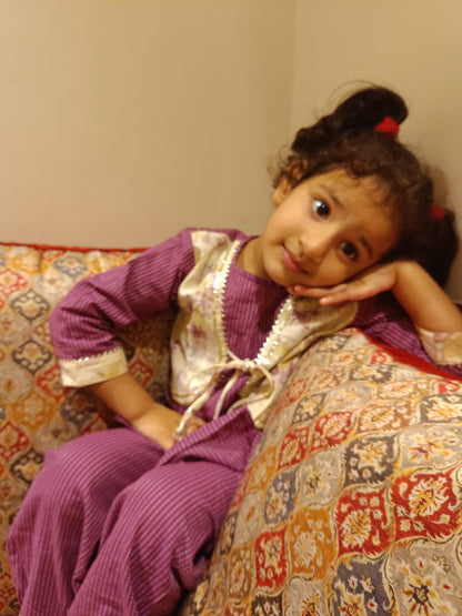 Purple Coloured Afghani Style Suit Set