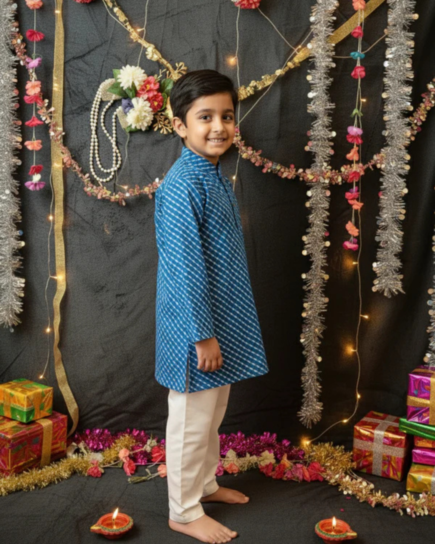 Blue Tie-Dye Kurta -Pyjama Set