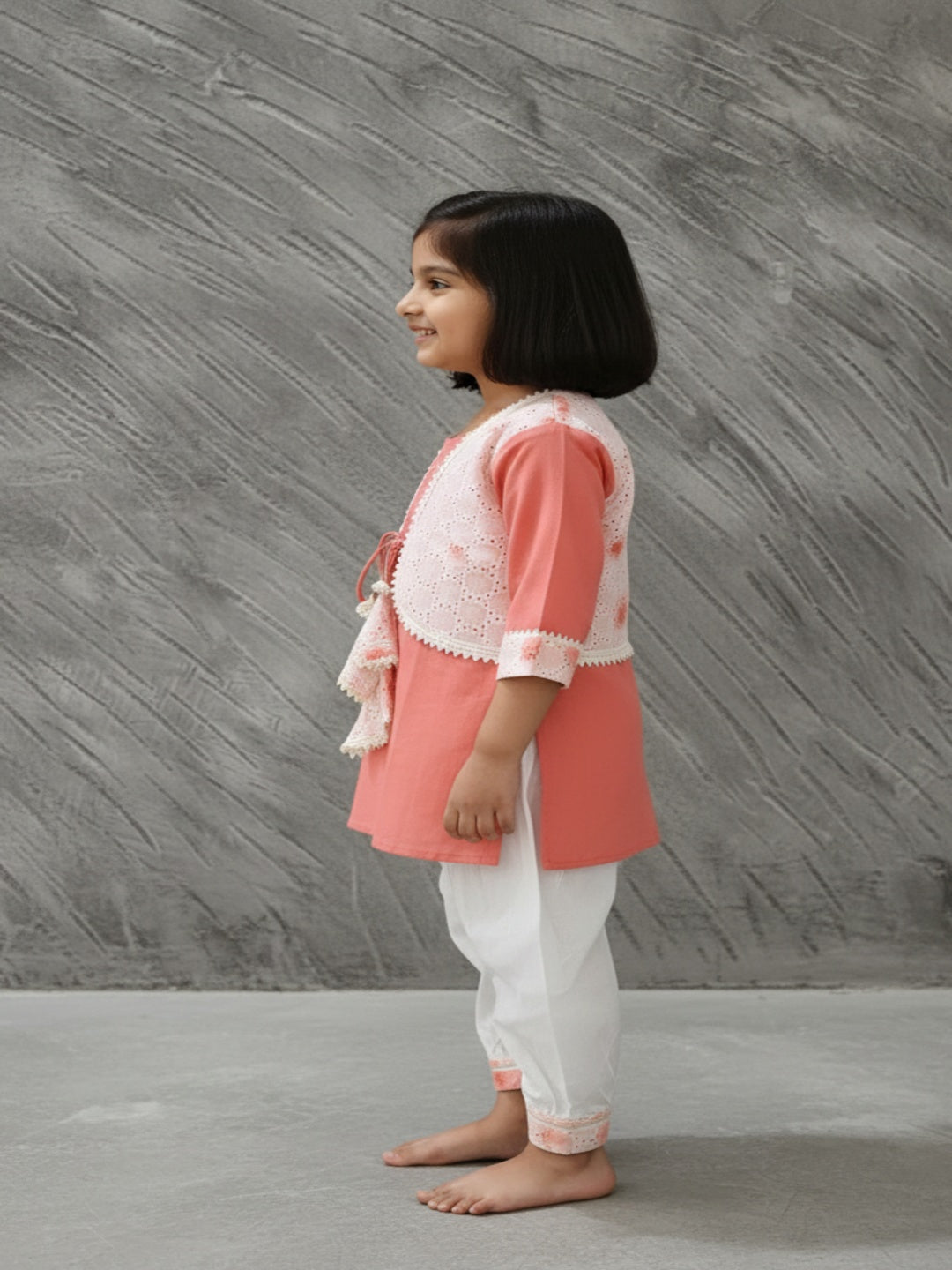 Tie and Die Peach Coloured Afghani Style Suit Set