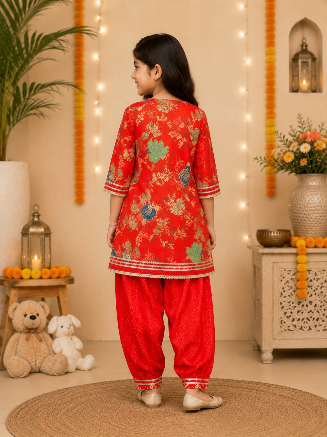 Red Coloured Afghani Style Suit Set