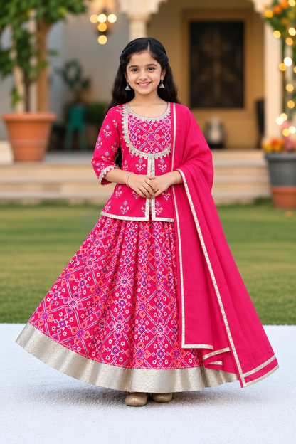 COTTON PATOLA LEHENGA WITH KURTI KANCHALI TOP DESIGN