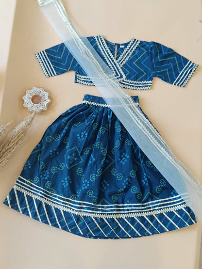 Bandhej Print Blue Coloured Lehnga Choli