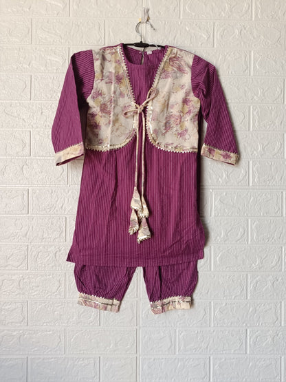 Purple Coloured Afghani Style Suit Set