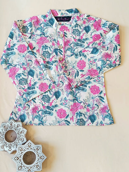 Pink Floral Printed Boy's Kurt