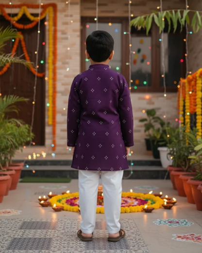 Purple Bandhej Kurta -Pyjama set