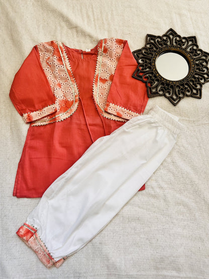 Tie and Die Peach Coloured Afghani Style Suit Set