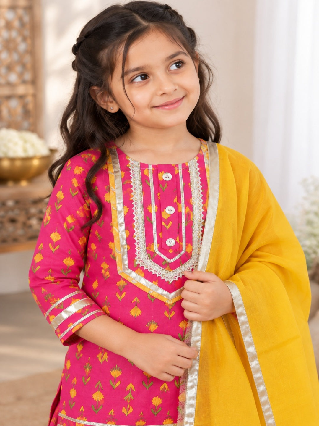 Ethnic wear Screen Printed Pink Kurta With Sharara Set