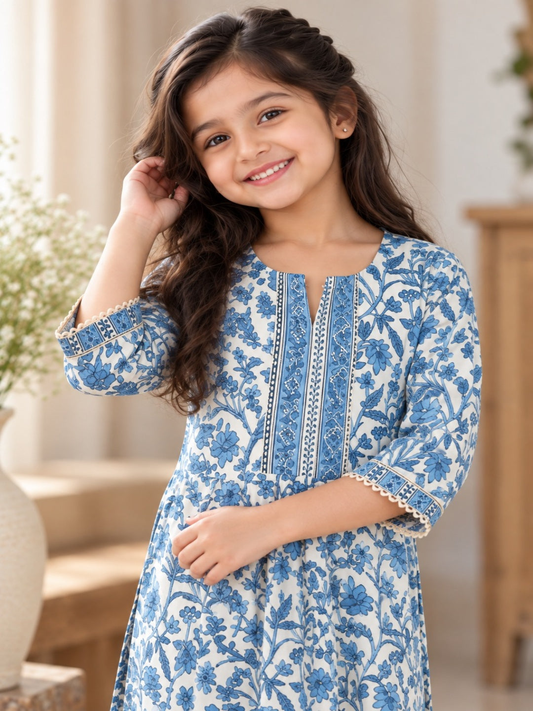 Royal Blue Floral Printed Nyra Cut suit with Sant
