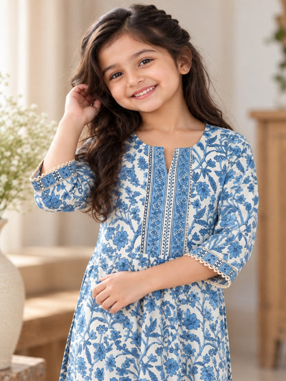 Royal Blue Floral Printed Nyra Cut suit with Sant