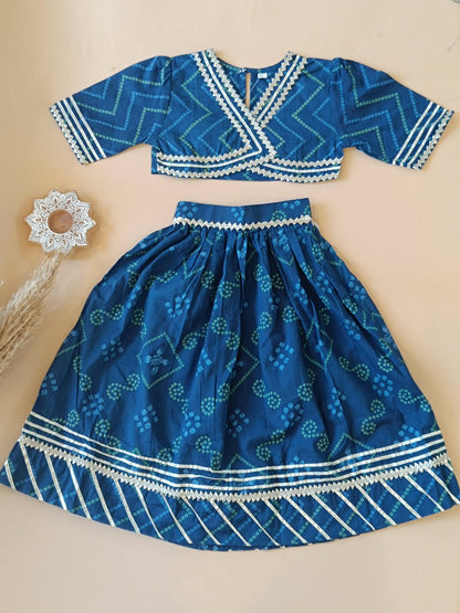 Bandhej Print Blue Coloured Lehnga Choli
