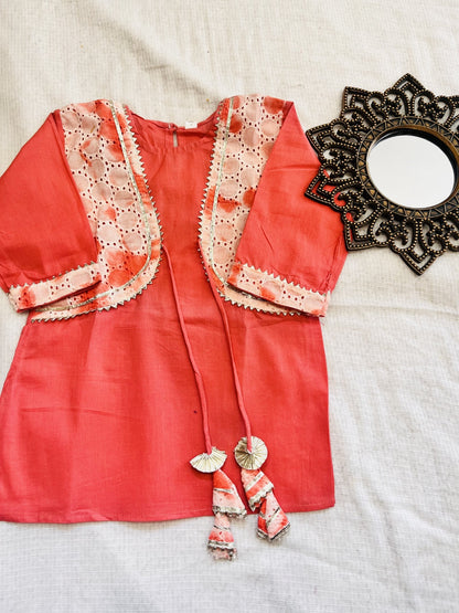 Tie and Die Peach Coloured Afghani Style Suit Set