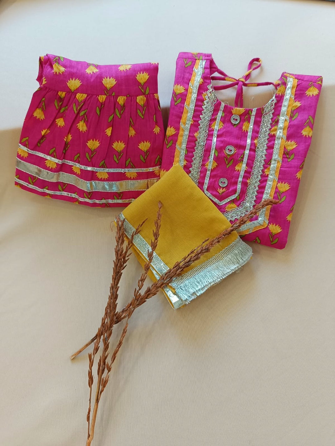 Ethnic wear Screen Printed Pink Kurta With Sharara Set