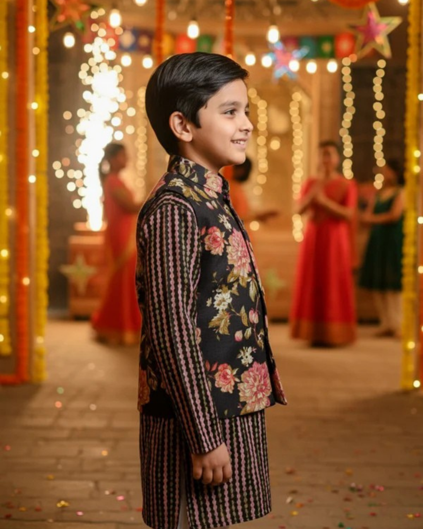Black Fulwari Jacket with Kurta -Pyjama ( Tie and Dye)