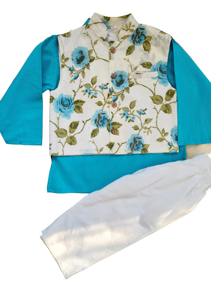 Lavender rose print kurta Pyjama with jacket
