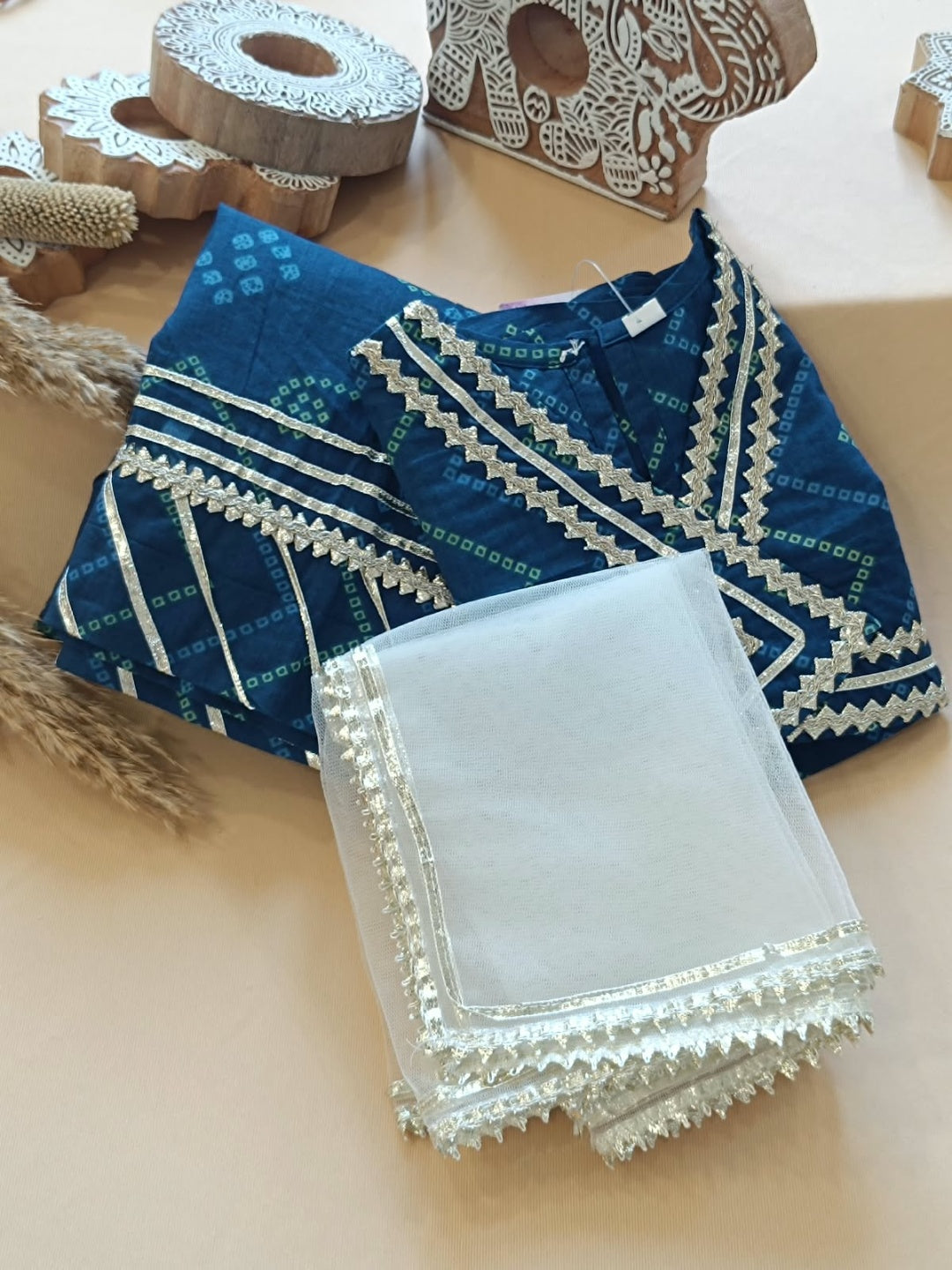 Bandhej Print Blue Coloured Lehnga Choli