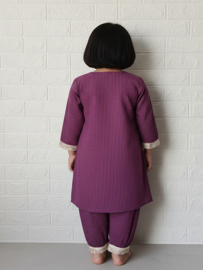 Purple Coloured Afghani Style Suit Set