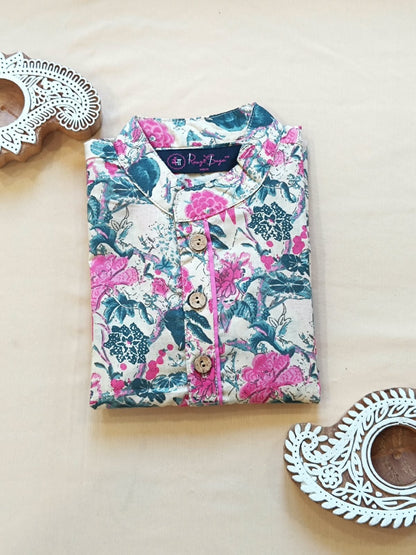 Pink Floral Printed Boy's Kurt