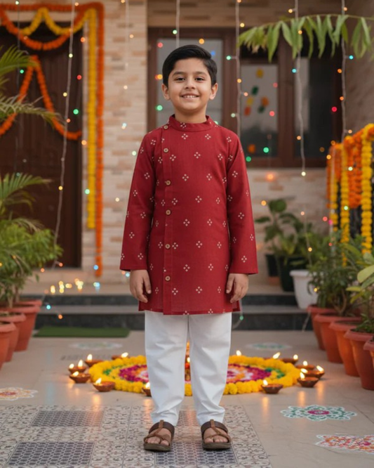 Red Bandhej Kurta -Pyjama set