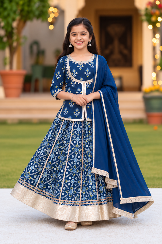 COTTON PATOLA LEHENGA WITH KURTI KANCHALI TOP DESIGN