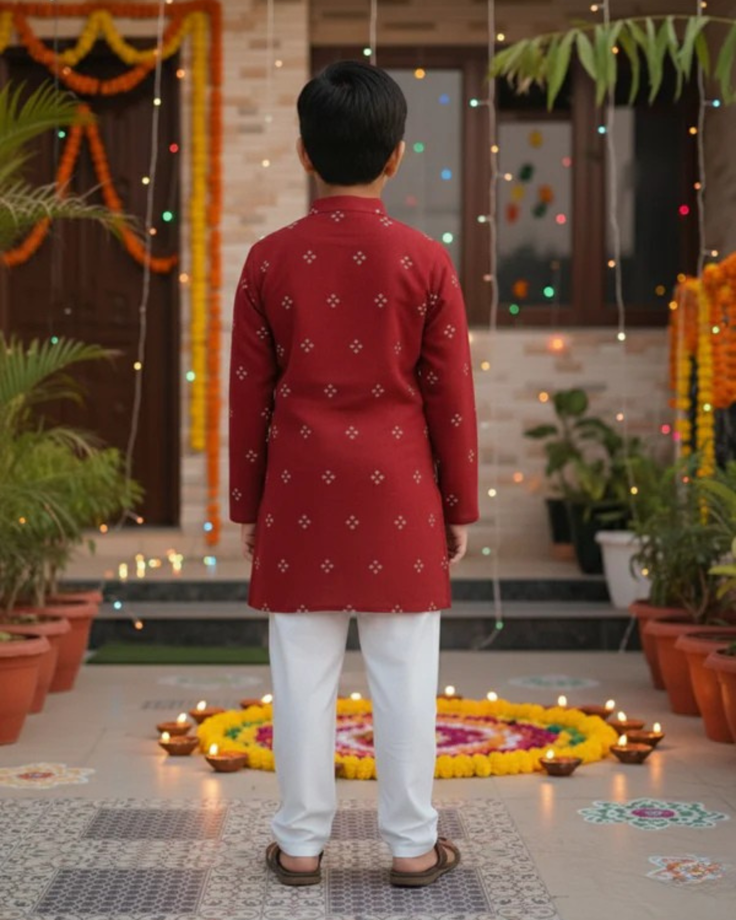 Red Bandhej Kurta -Pyjama set