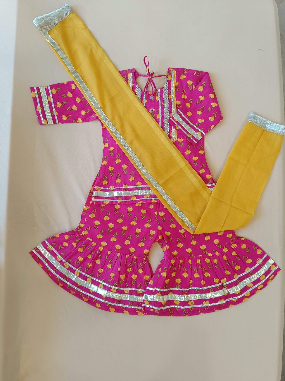Ethnic wear Screen Printed Pink Kurta With Sharara Set