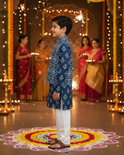 Patola Print Jacket with Kurta -Pyjama