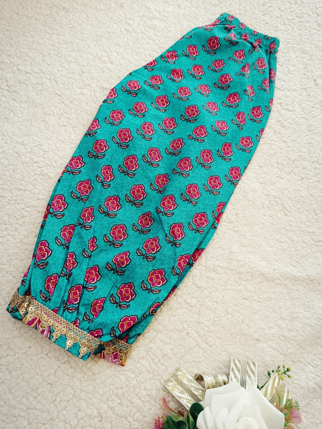 Sea Green Screen Printed Afghani Style Suit Set
