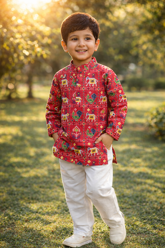 Pink Patola printed Kurta -Pyjama