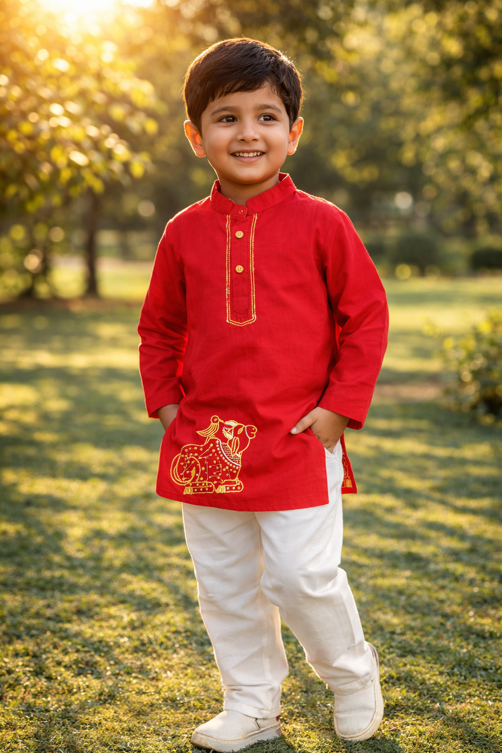 Maroon Nandi embroided Kurta- Payjama