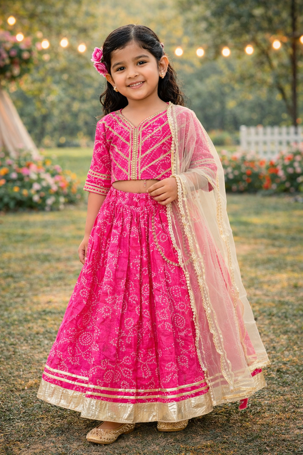 Bock Print Rani Pink Coloured Lehnga Choli